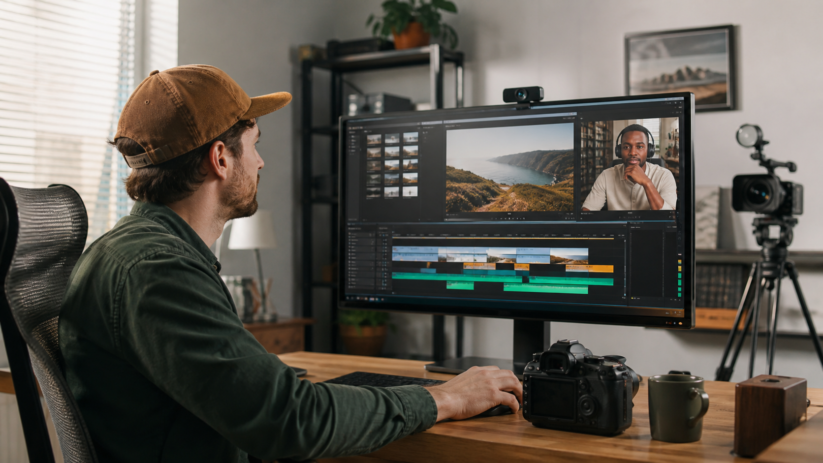 US creator working with a remote video editing professional