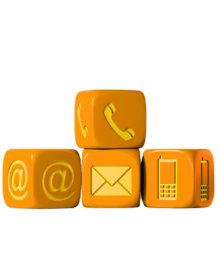 Communication icons on orange cubes