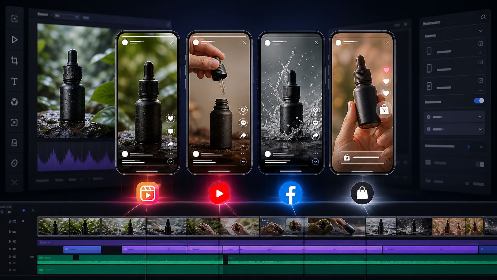 Platform specific short form video edits for Reels TikTok YouTube Shorts and Facebook