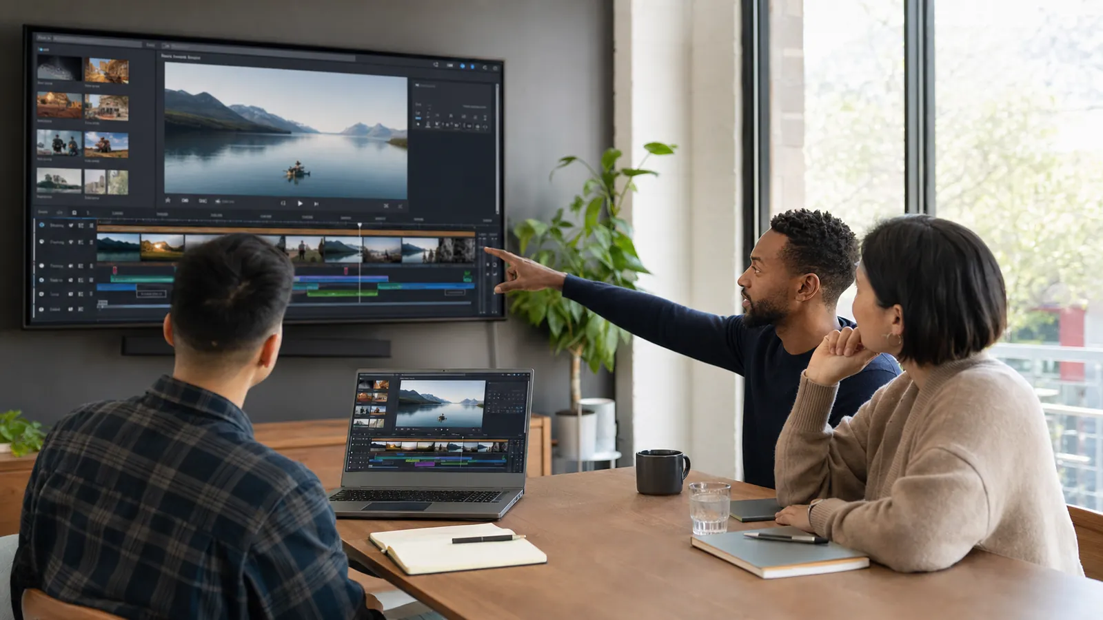 Content team reviewing a professional video edit