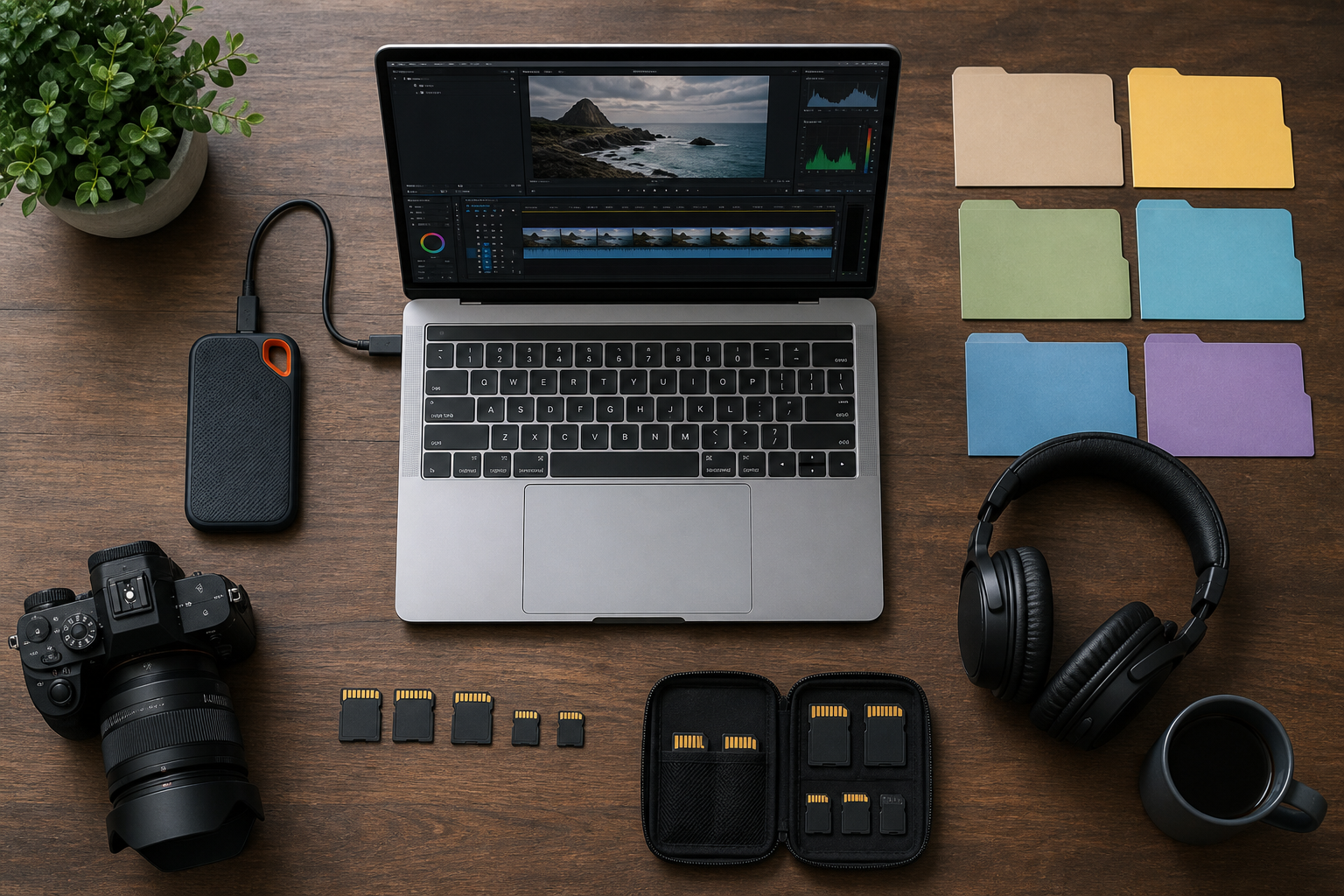 Organized file transfer workflow for remote video editing