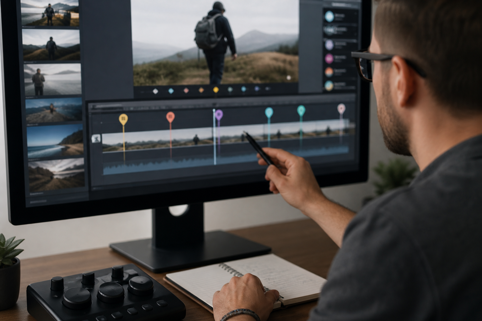 Creator providing time-coded feedback on a remote video edit